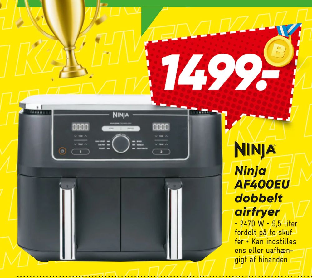 Tilbud på Ninja AF400EU dobbelt airfryer fra Bilka til 1.499 kr.