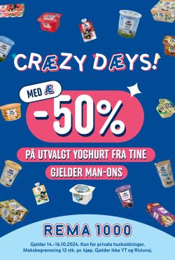 REMA 1000 Cræzy Dæys Tine Yoghurt