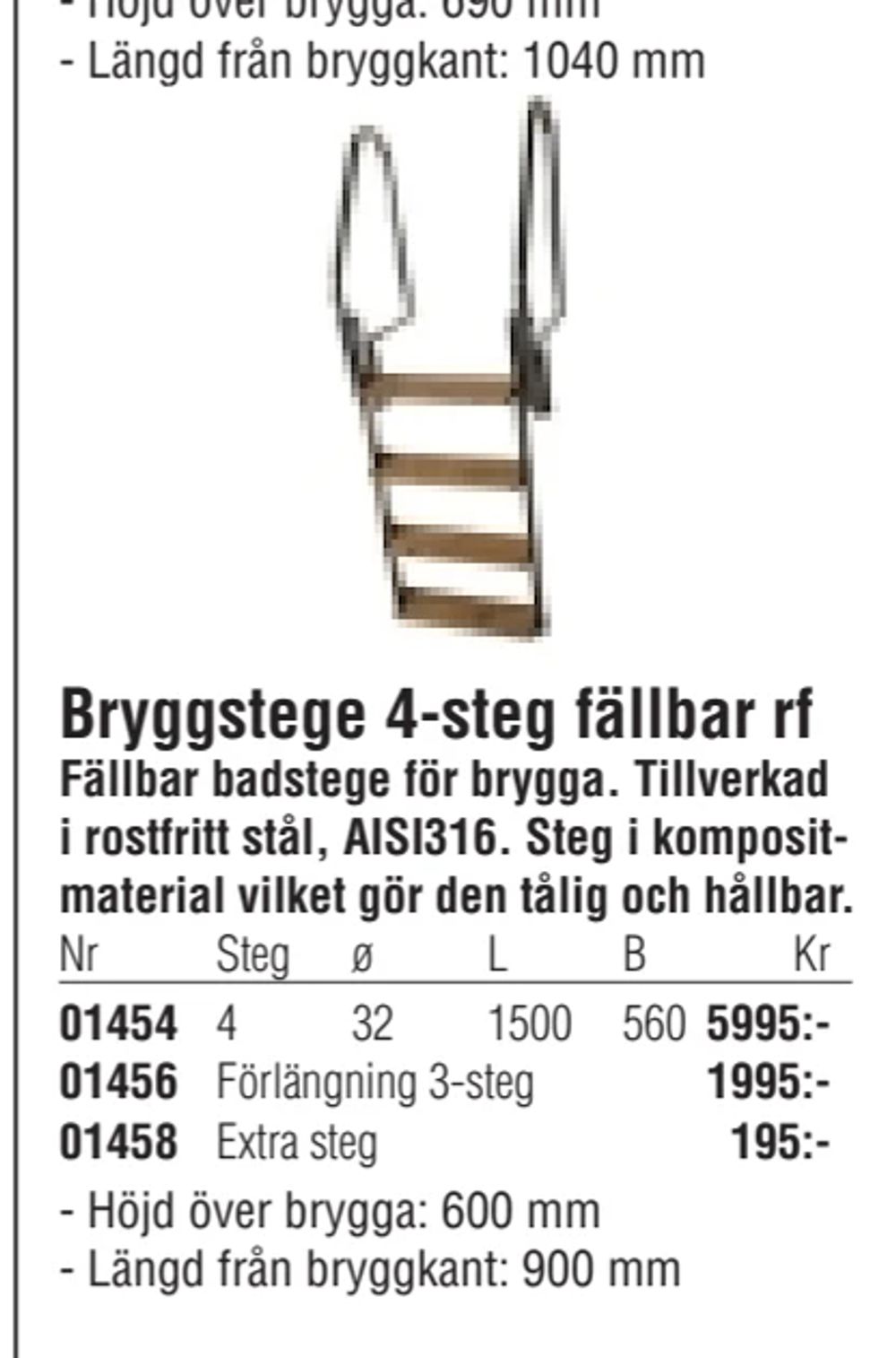 Erbjudanden på Bryggstege 4-steg fällbar rf från Erlandsons Brygga för 195 kr
