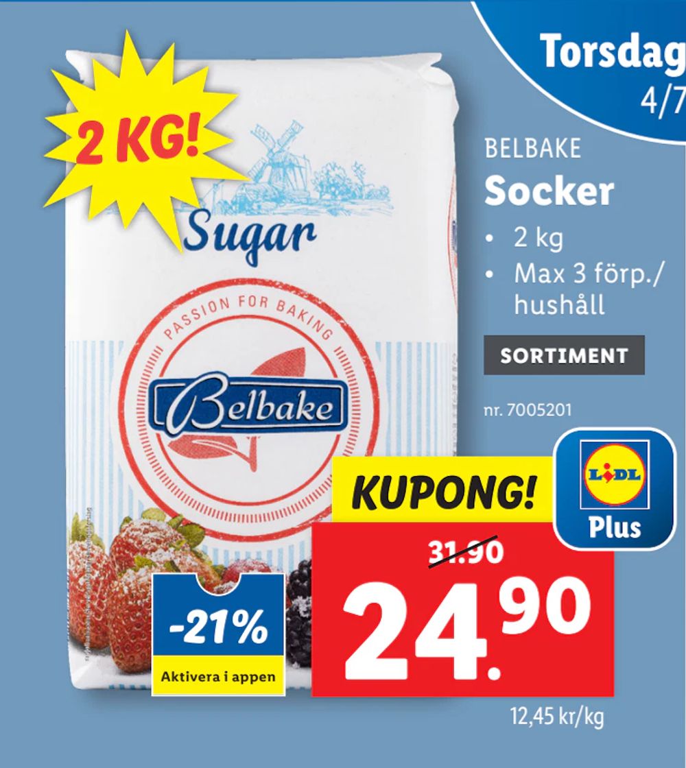 Erbjudanden på Socker från Lidl för 24,90 kr