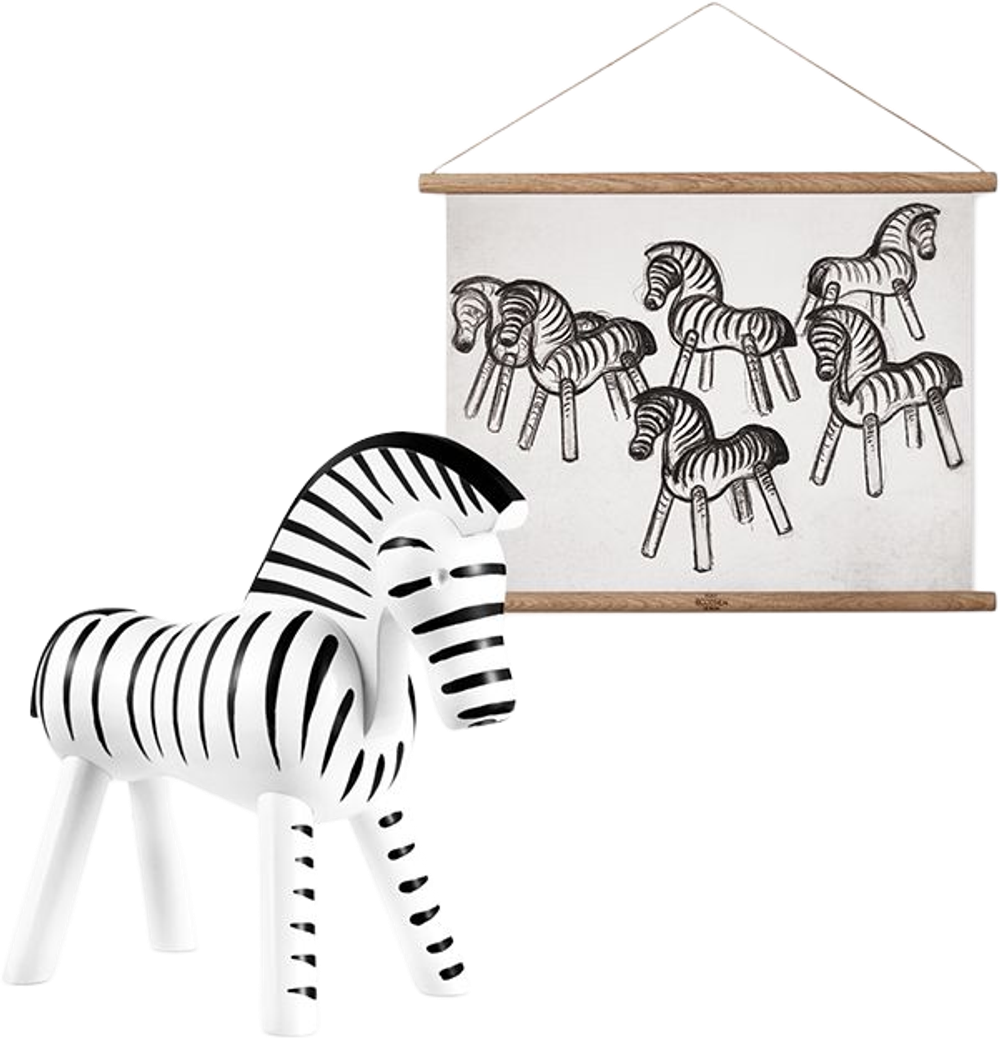 Tilbud på Kay Bojesen zebra plakat & zebra illustration med træramme fra Kop & Kande til 499,95 kr.