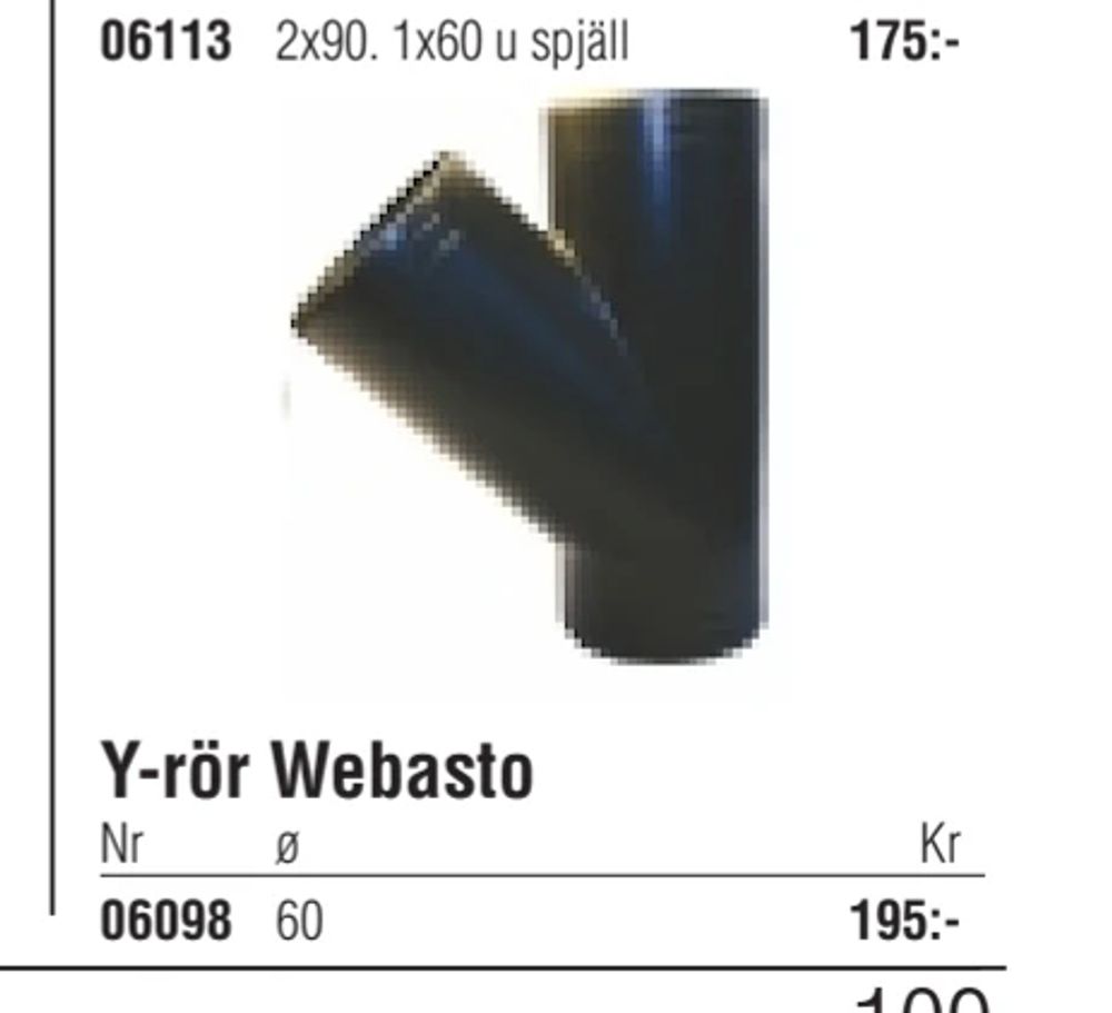 Erbjudanden på Y-rör Webasto från Erlandsons Brygga för 195 kr