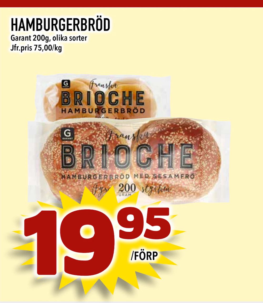 Erbjudanden på HAMBURGERBRÖD från Bonum matmarknad för 19,95 kr