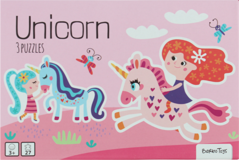 Tilbud på Little Bright Ones - 3 Puslespil - Unicorn (Barbo Toys) fra Basic & More til 37 kr.