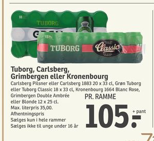 Tuborg, Carlsberg, Grimbergen eller Kronenbourg