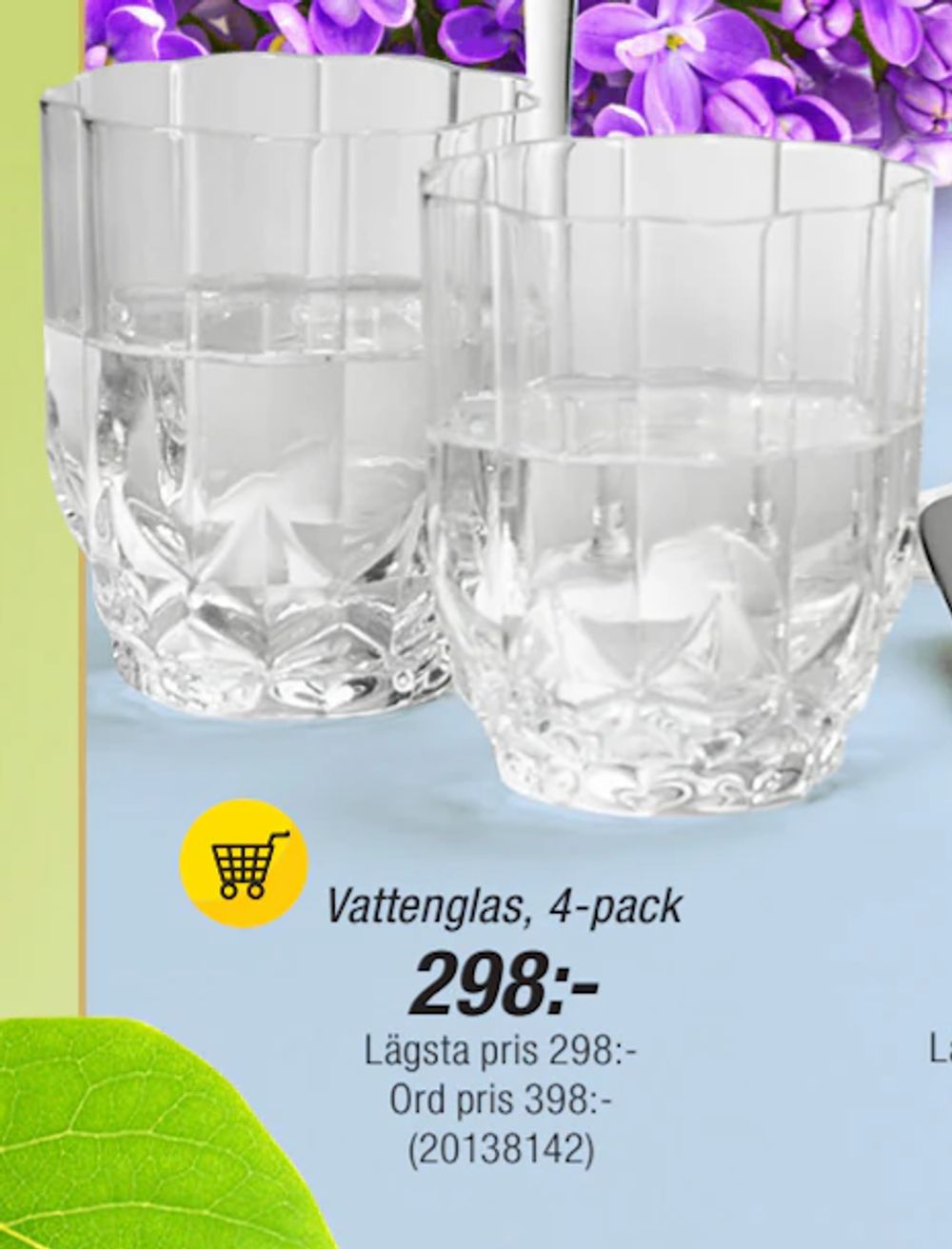 Erbjudanden på Vattenglas, 4-pack från Guldfynd för 298 kr