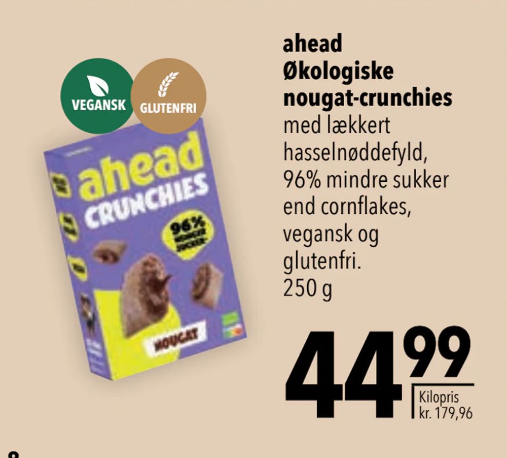 Tilbud på ahead Økologiske nougat-crunchies fra CITTI til 44,99 kr.