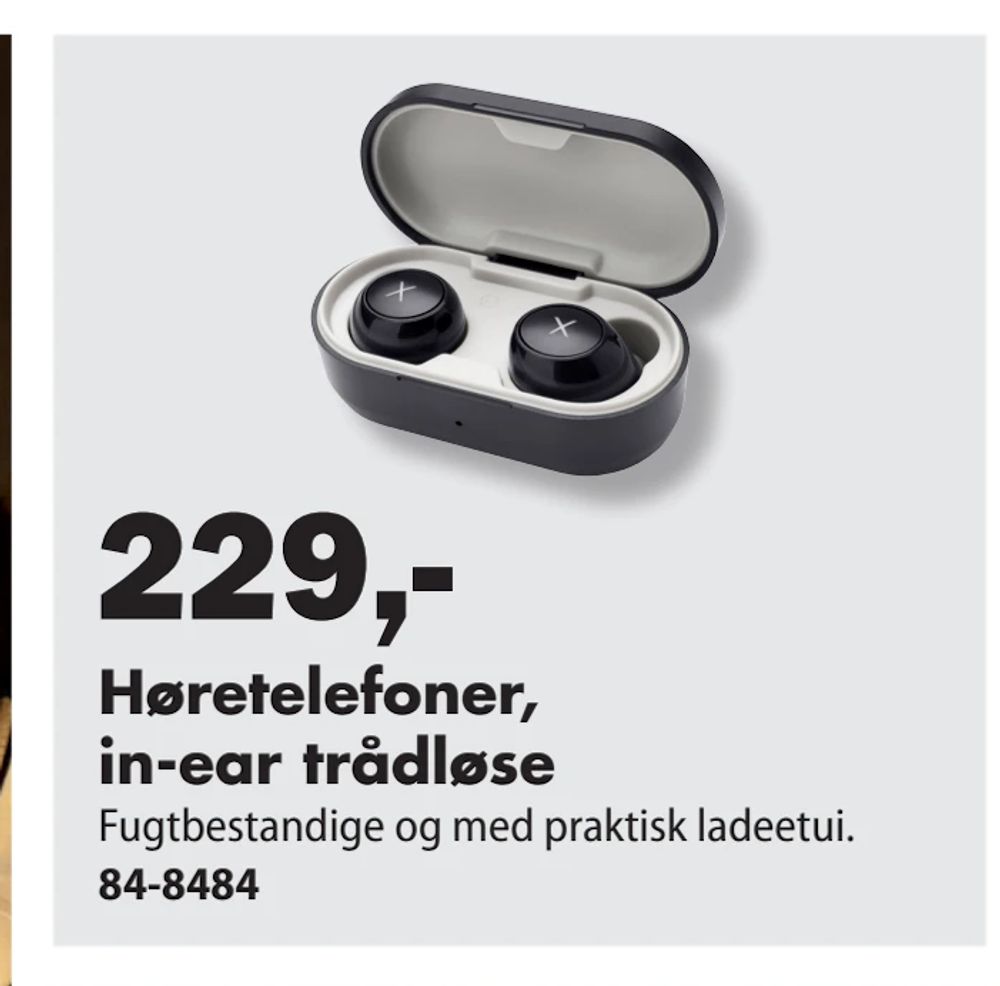 Tilbud på Høretelefoner, in-ear trådløse fra Biltema til 229 kr.