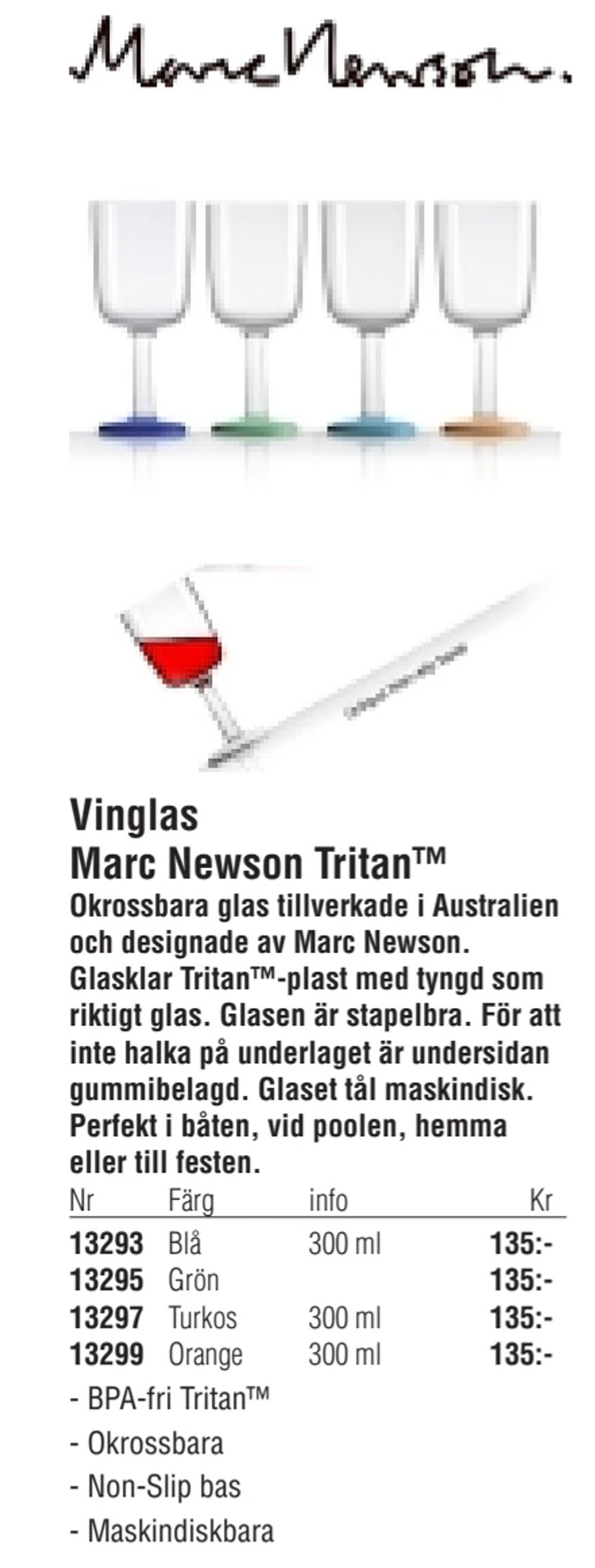 Erbjudanden på Vinglas Marc Newson Tritan™ från Erlandsons Brygga för 135 kr