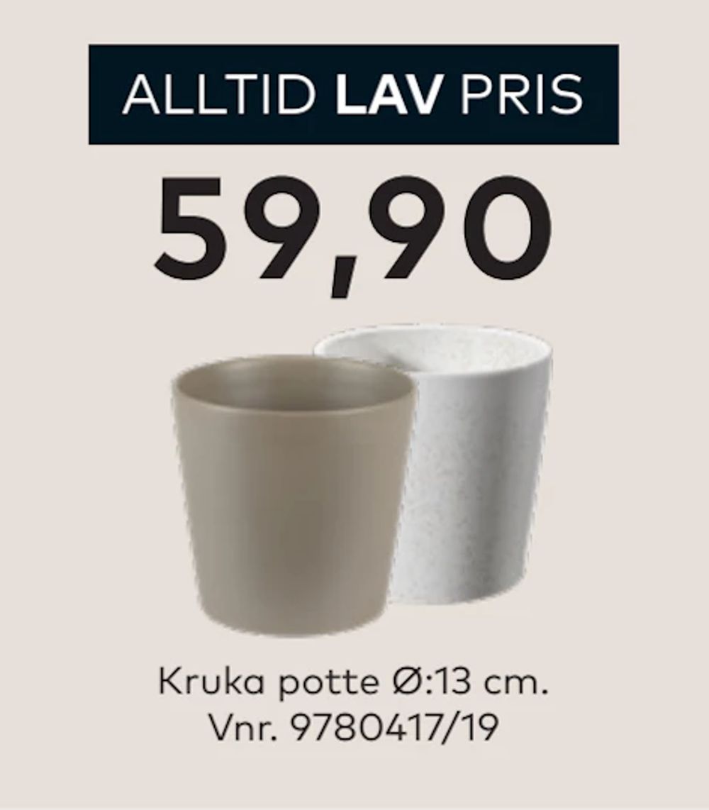 Tilbud på Kruka potte Ø:13 cm fra Skeidar til 59,90 kr