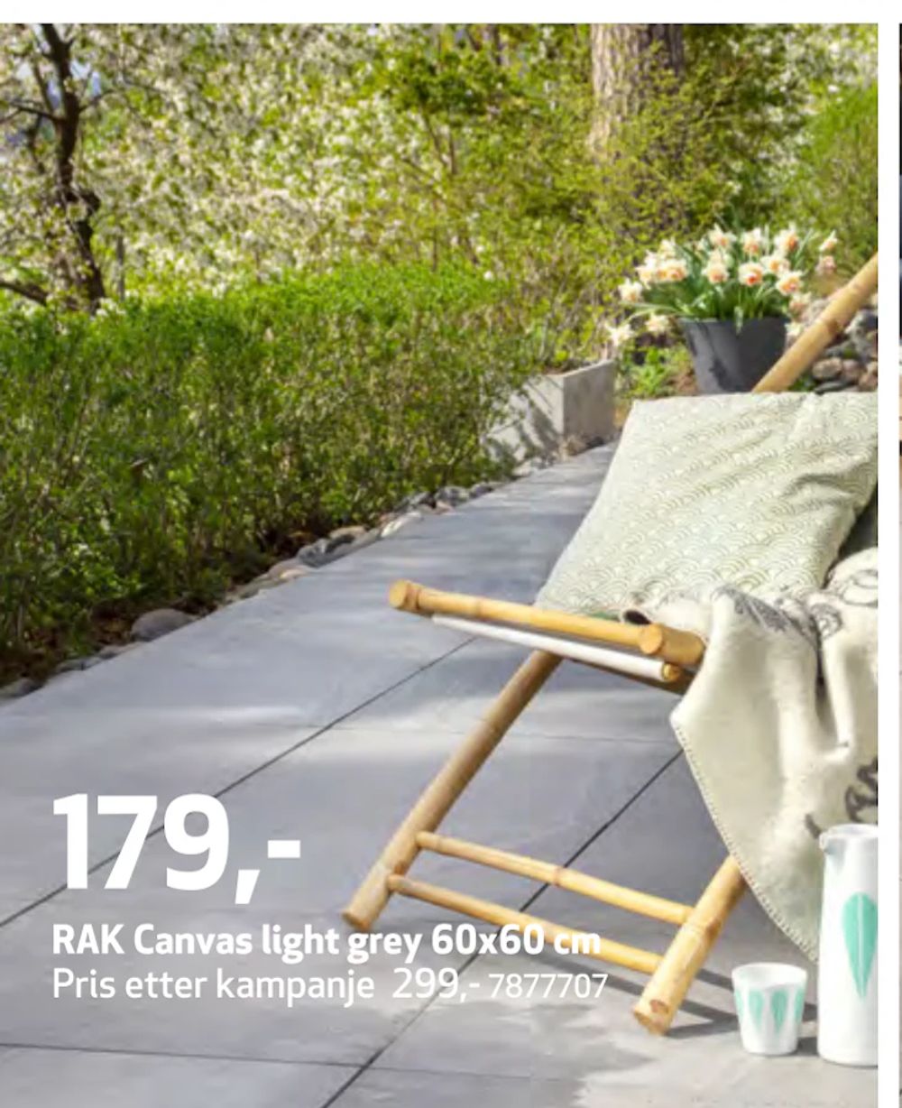 Tilbud på RAK Canvas light grey 60x60 cm fra Flisekompaniet til 179 kr
