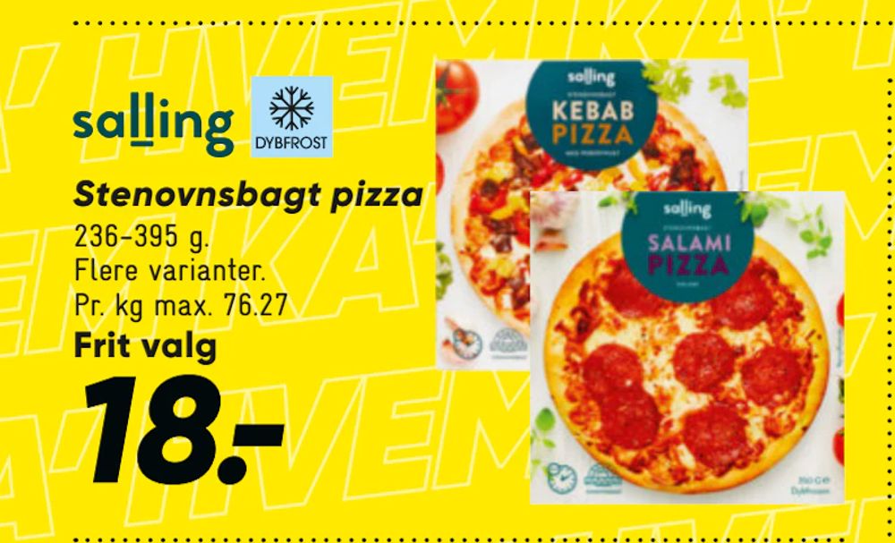 Tilbud på Stenovnsbagt pizza fra Bilka til 18 kr.