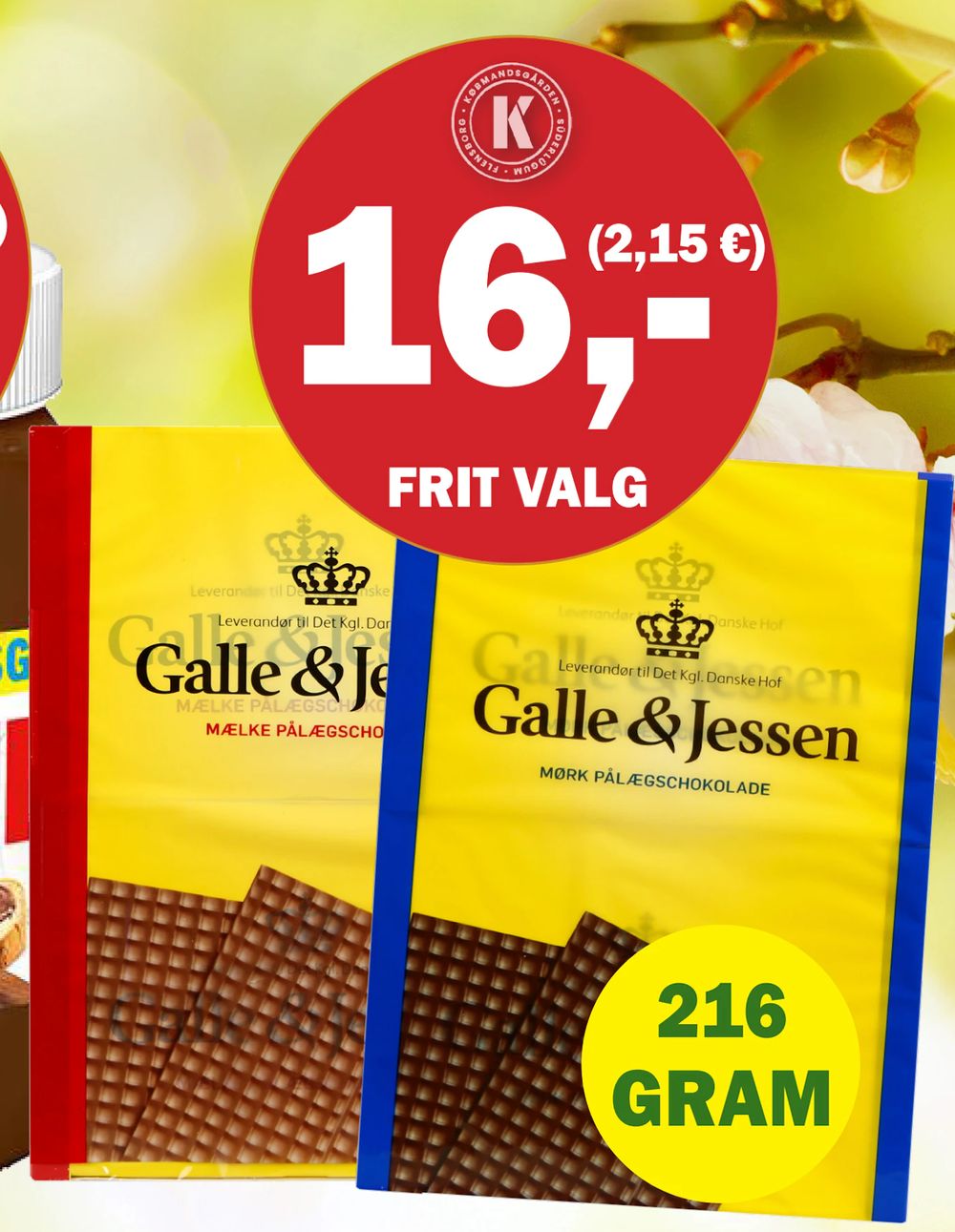 Tilbud på Galle & Jessen pålægchokolade fra Købmandsgården til 16 kr.