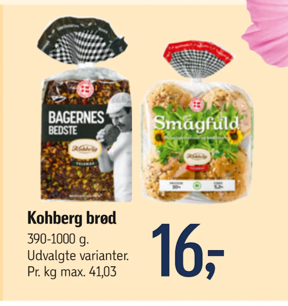 Tilbud på Kohberg brød fra føtex til 16 kr.
