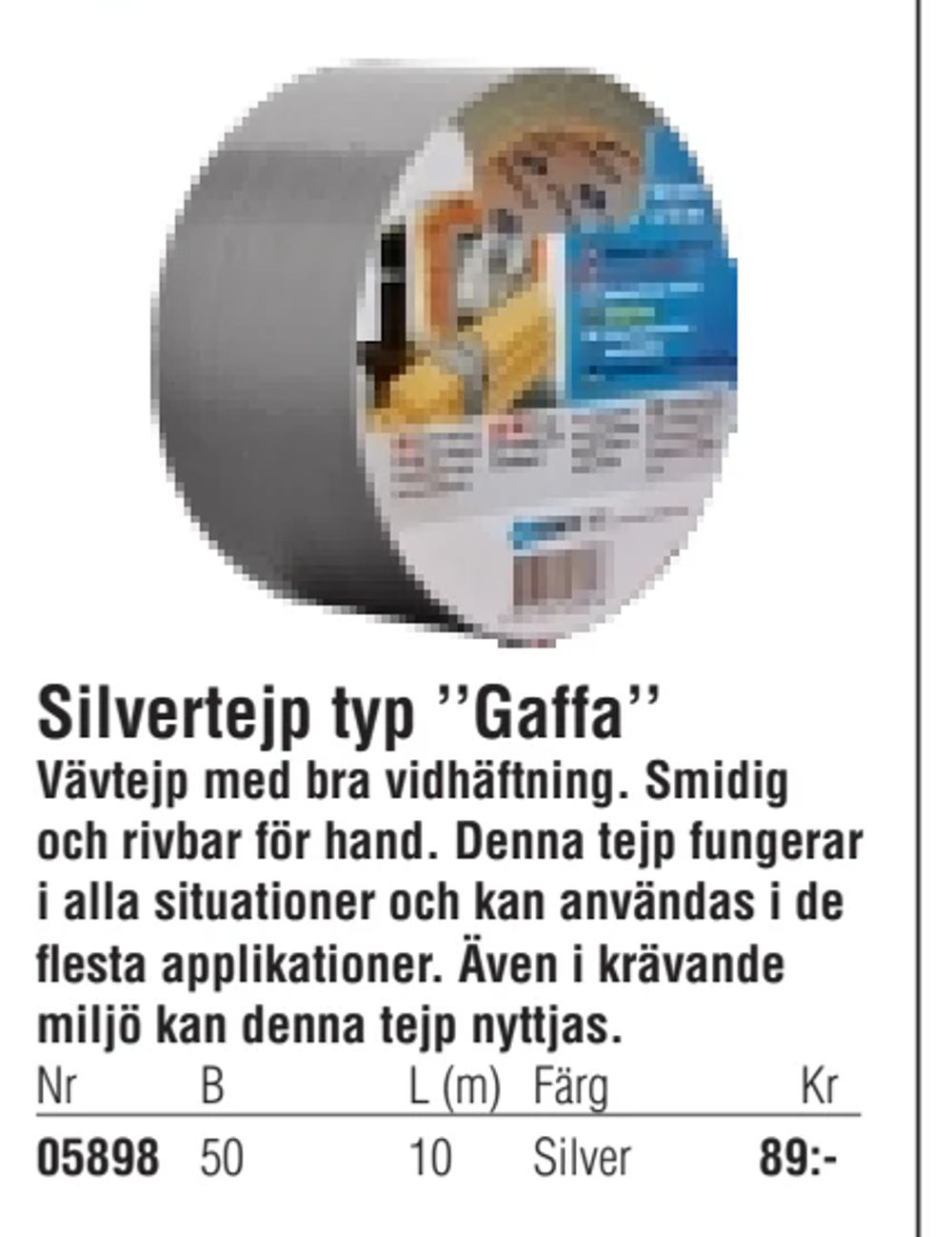 Erbjudanden på Silvertejp typ ’’Gaffa’’ från Erlandsons Brygga för 89 kr