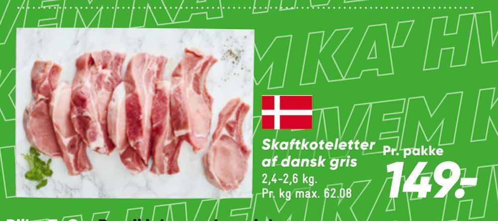 Tilbud på Skaftkoteletter af dansk gris fra Bilka til 149 kr.