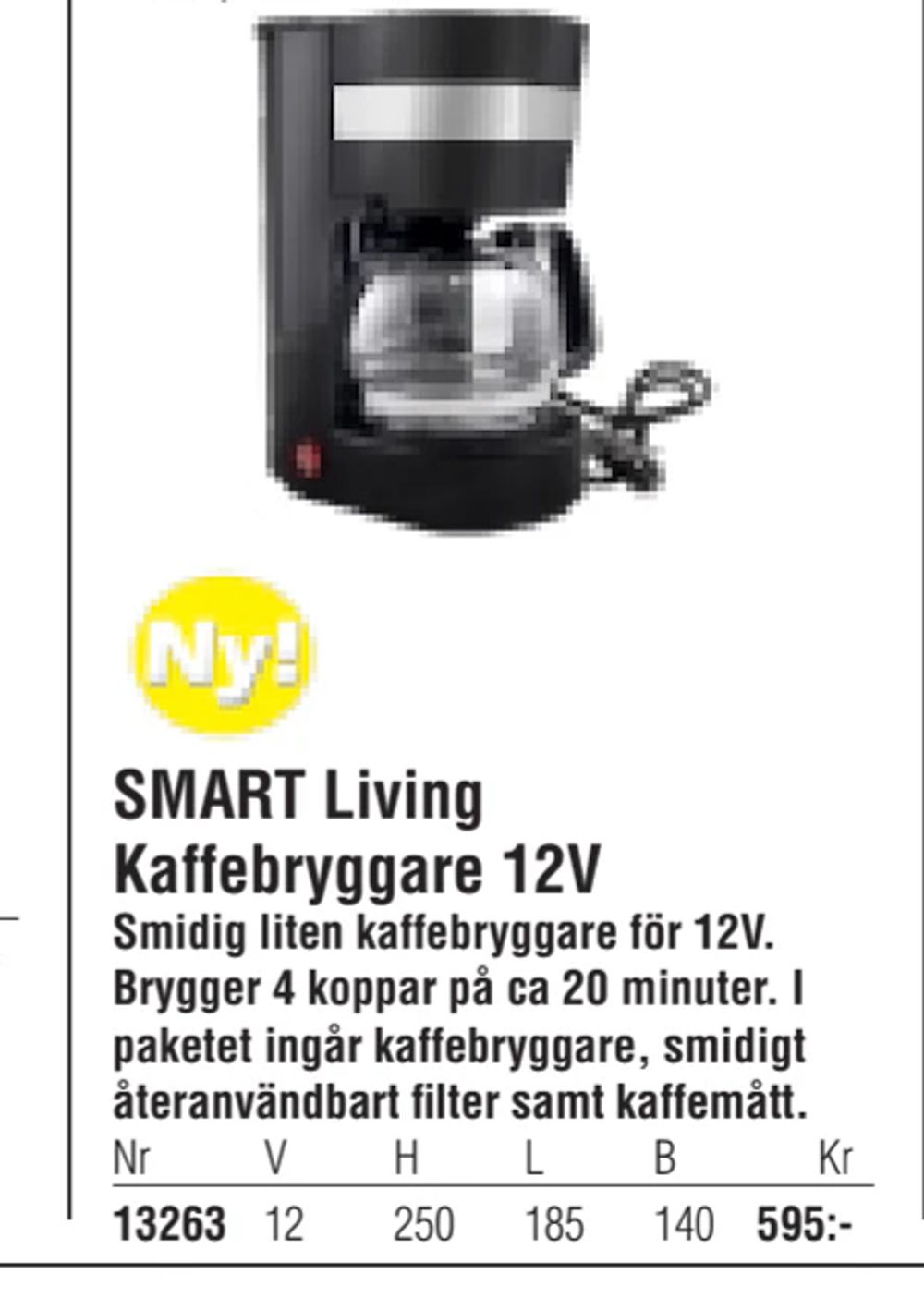 Erbjudanden på SMART Living Kaffebryggare 12V från Erlandsons Brygga för 595 kr