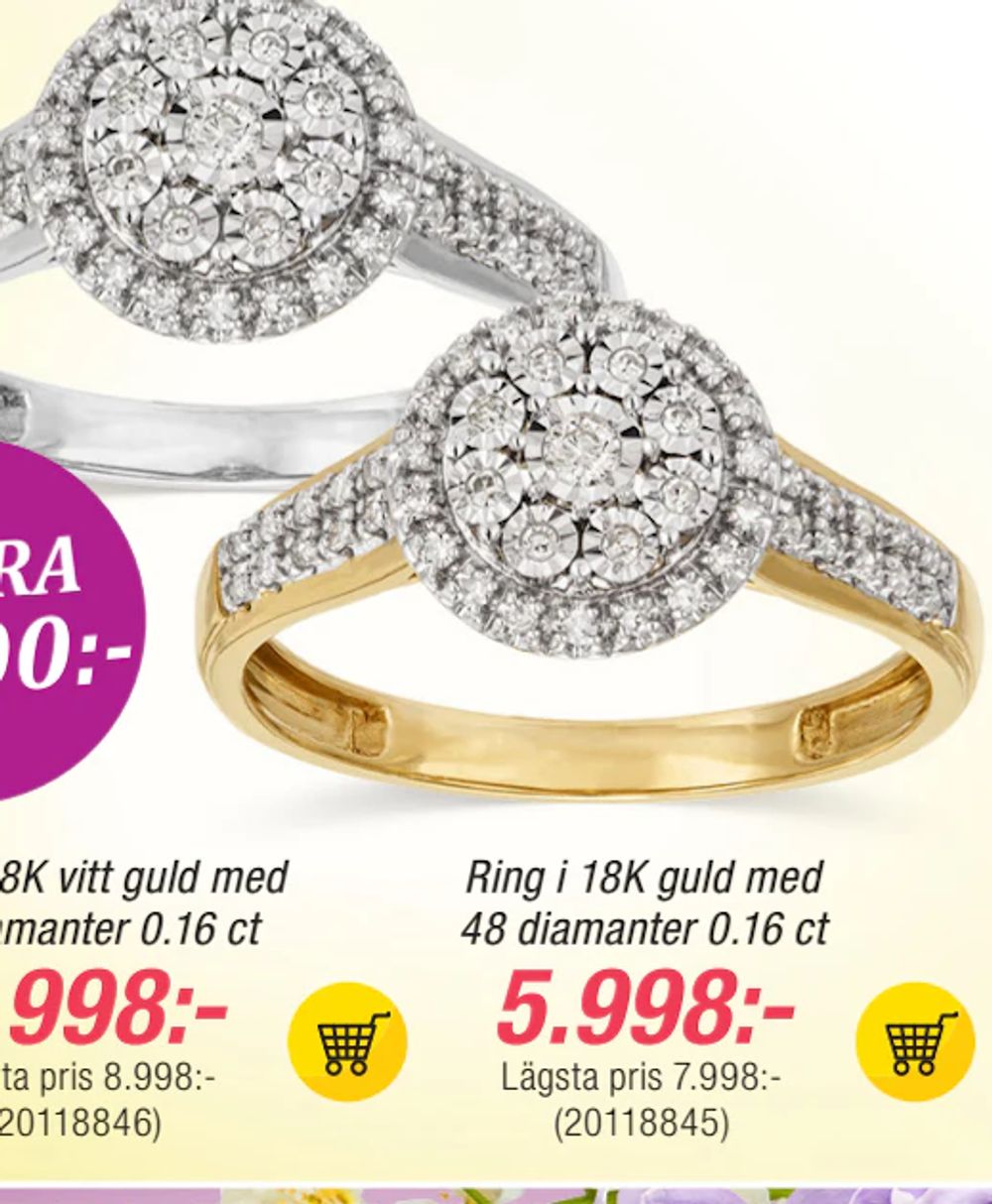 Erbjudanden på Ring i 18K guld med 48 diamanter 0.16 ct från Guldfynd för 5 998 kr