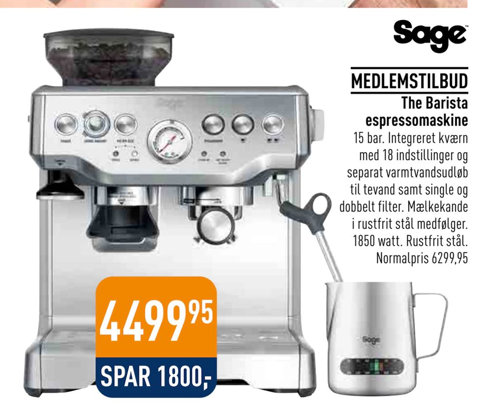Tilbud på The Barista espressomaskine fra Imerco til 4.499,95 kr.