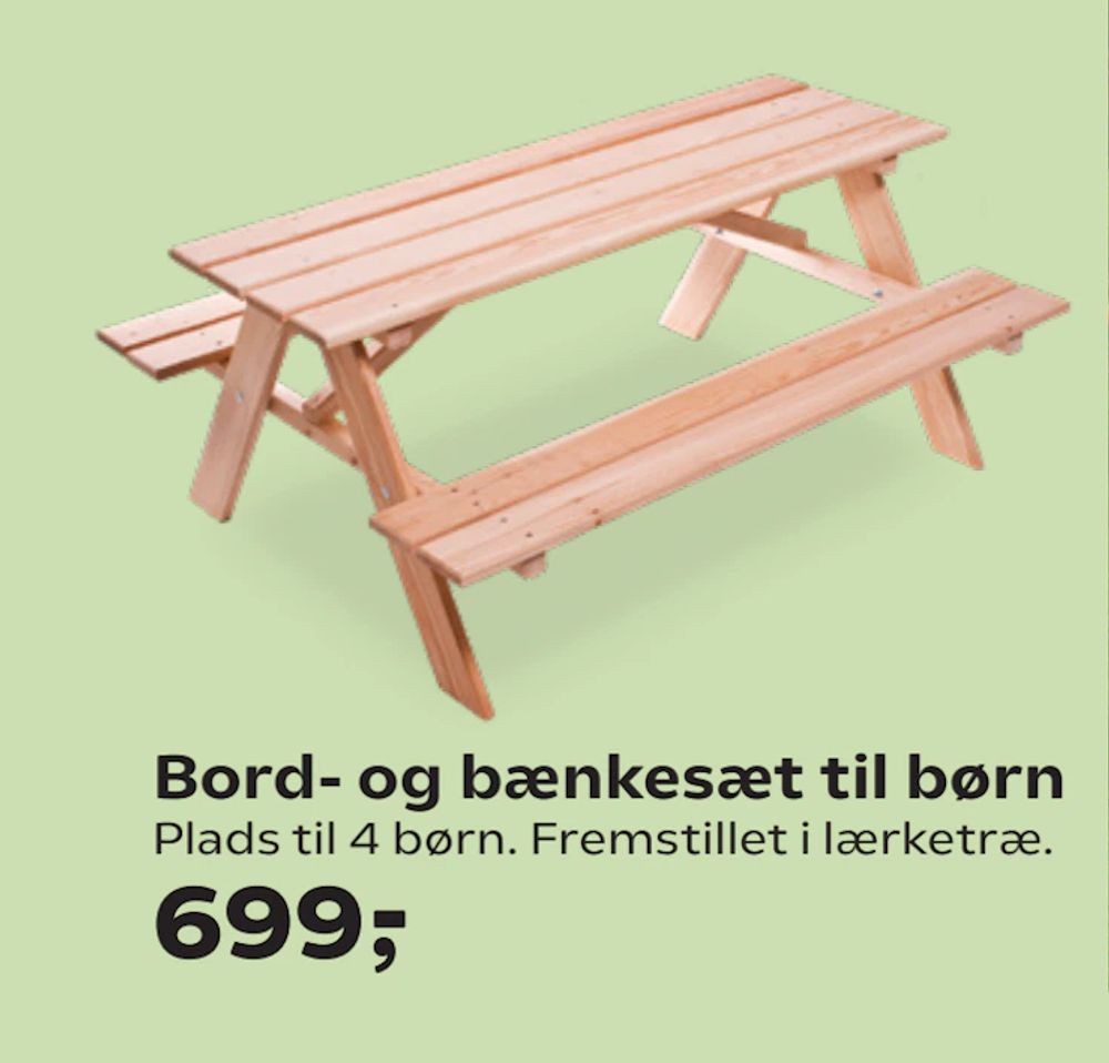 Tilbud på Bord- og bænkesæt til børn fra Coop.dk til 699 kr.