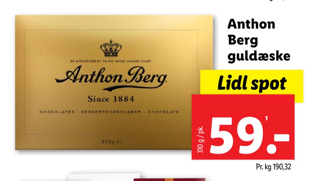 Tilbud på Anthon Berg guld fra Lidl til 59 kr.