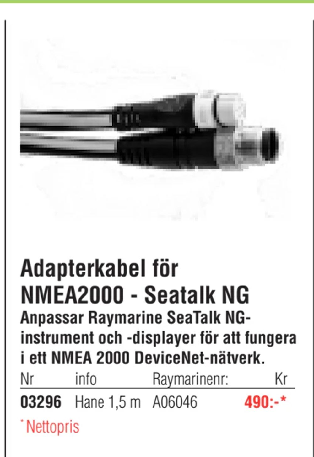 Erbjudanden på Adapterkabel för NMEA2000 - Seatalk NG från Erlandsons Brygga för 490 kr