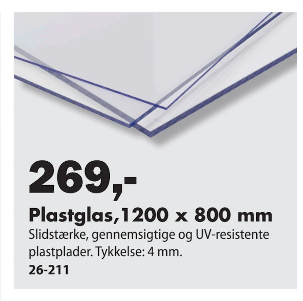 Tilbud på Plastglas,1200 x 800 mm fra Biltema til 269 kr.
