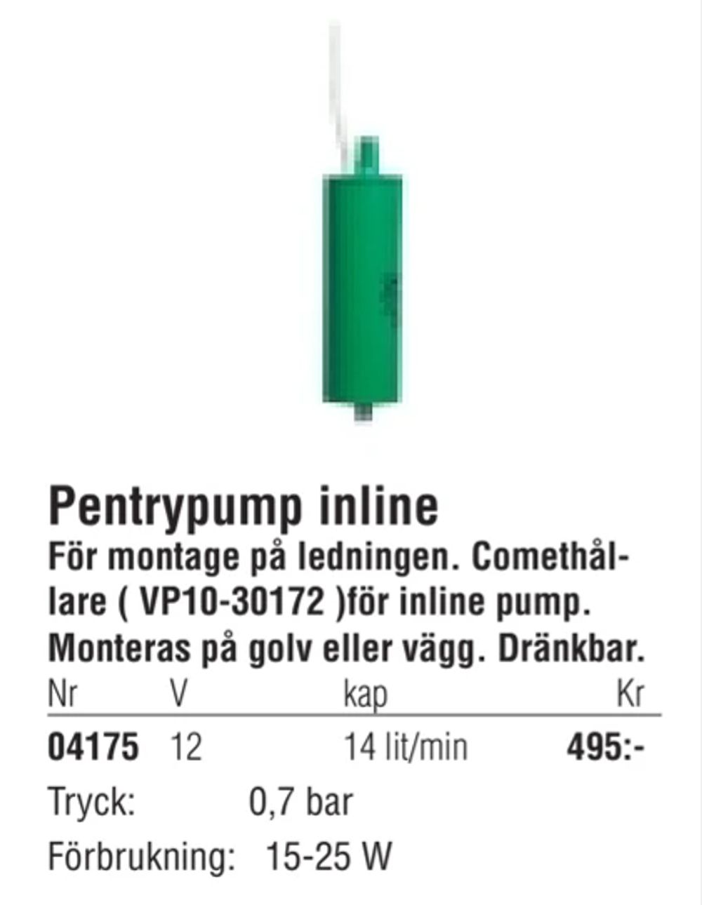 Erbjudanden på Pentrypump inline från Erlandsons Brygga för 495 kr