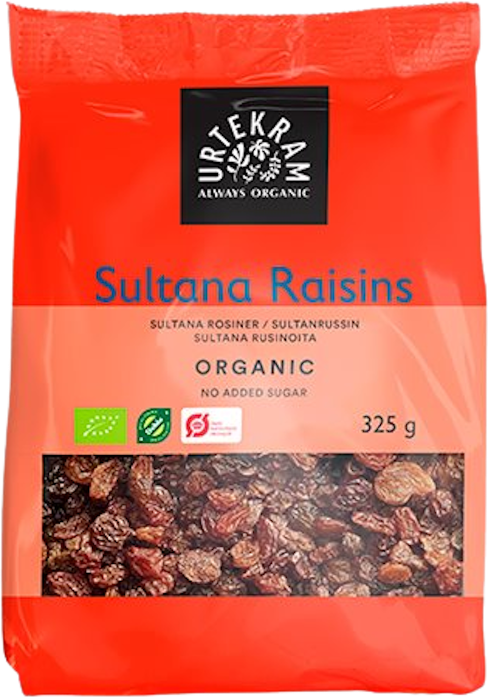 Tilbud på Rosiner sultanas Øko (Urtekram) fra Helsam til 27,95 kr.