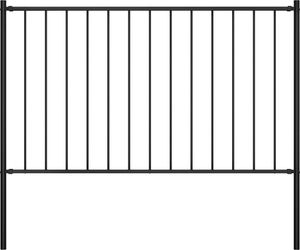 vidaXL Staketpanel med stolpar pulverlackerat stål 1,7x1,25 m svart