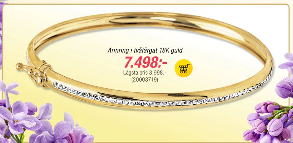 Erbjudanden på Armring i tvåfärgat 18K guld från Guldfynd för 7 498 kr