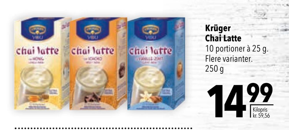 Tilbud på Krüger Chai Latte fra CITTI til 14,99 kr.