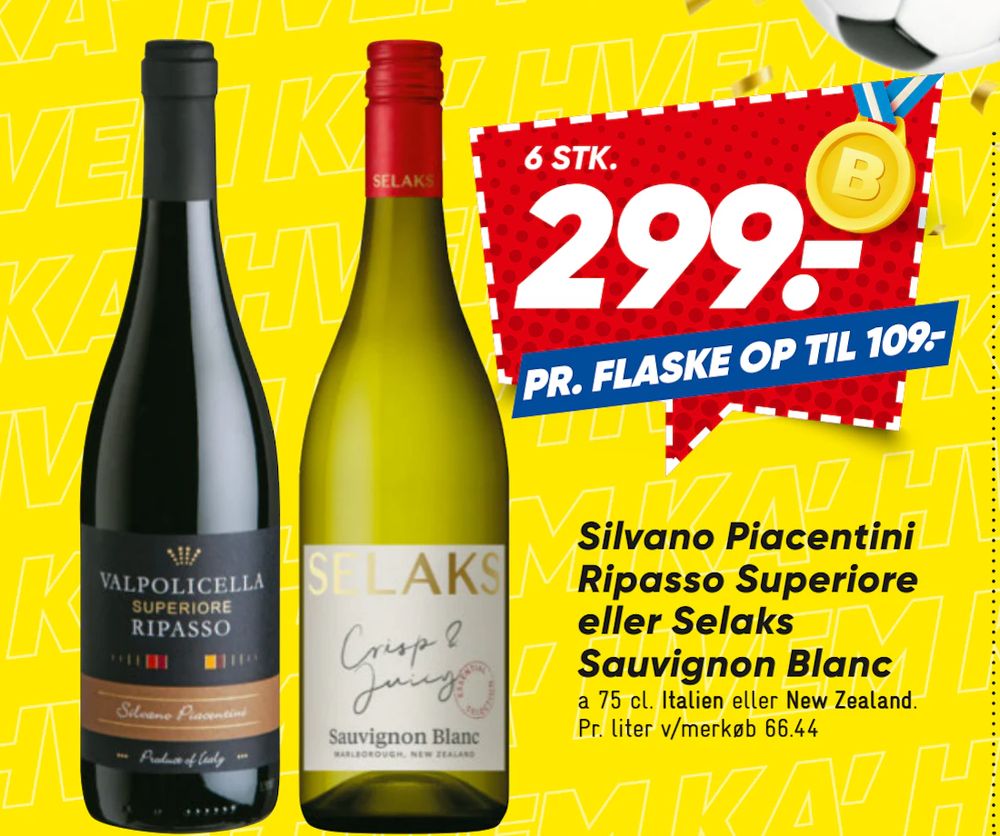 Tilbud på Silvano Piacentini Ripasso Superiore eller Selaks Sauvignon Blanc fra Bilka til 299 kr.
