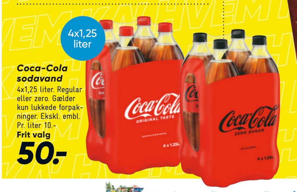 Tilbud på Coca-Cola sodavand fra Bilka til 50 kr.