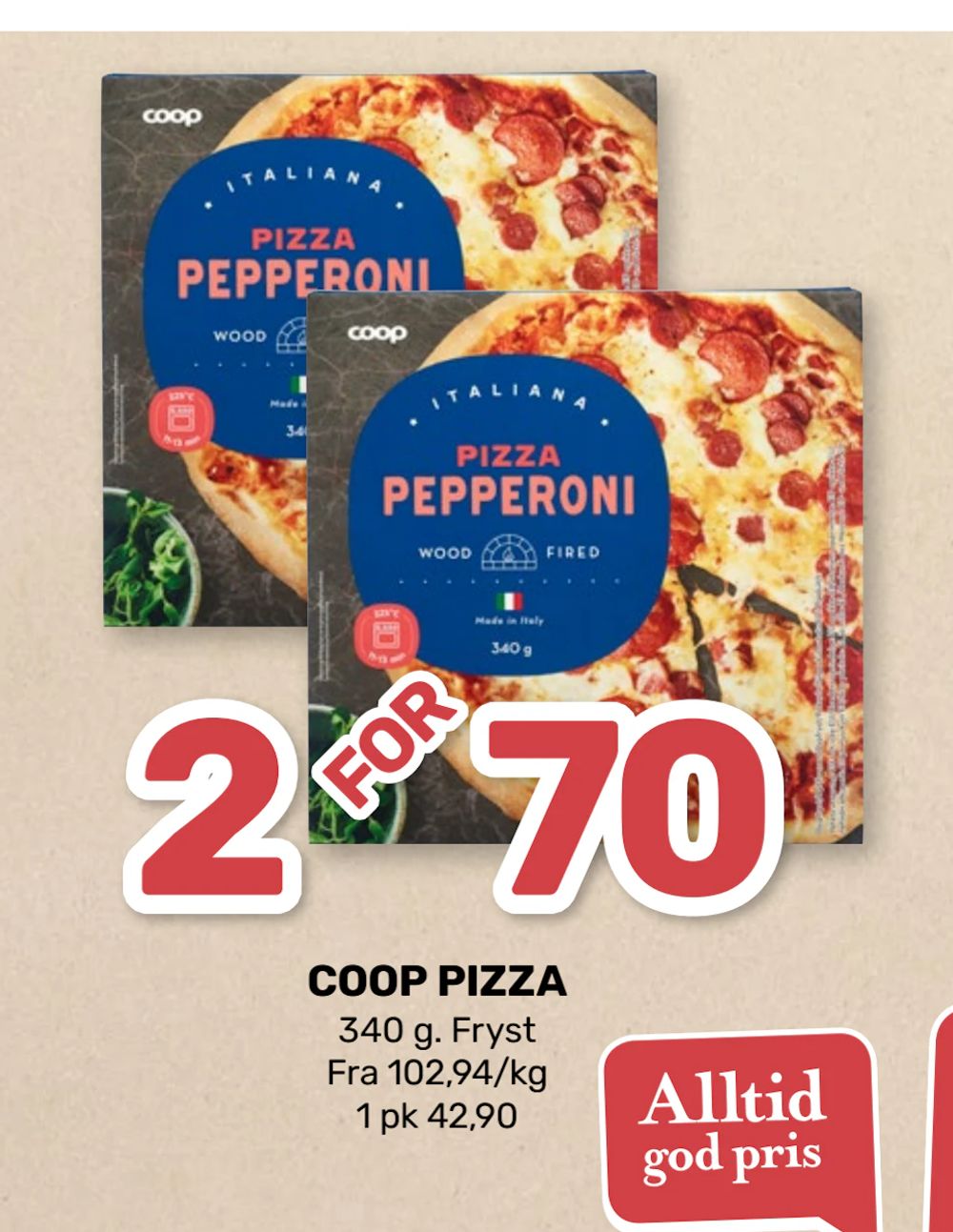 Tilbud på COOP PIZZA fra Coop Marked til 70 kr