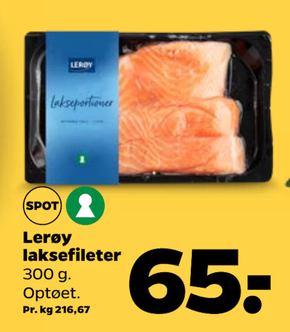 Tilbud på Lerøy laksefileter fra Netto til 65 kr.