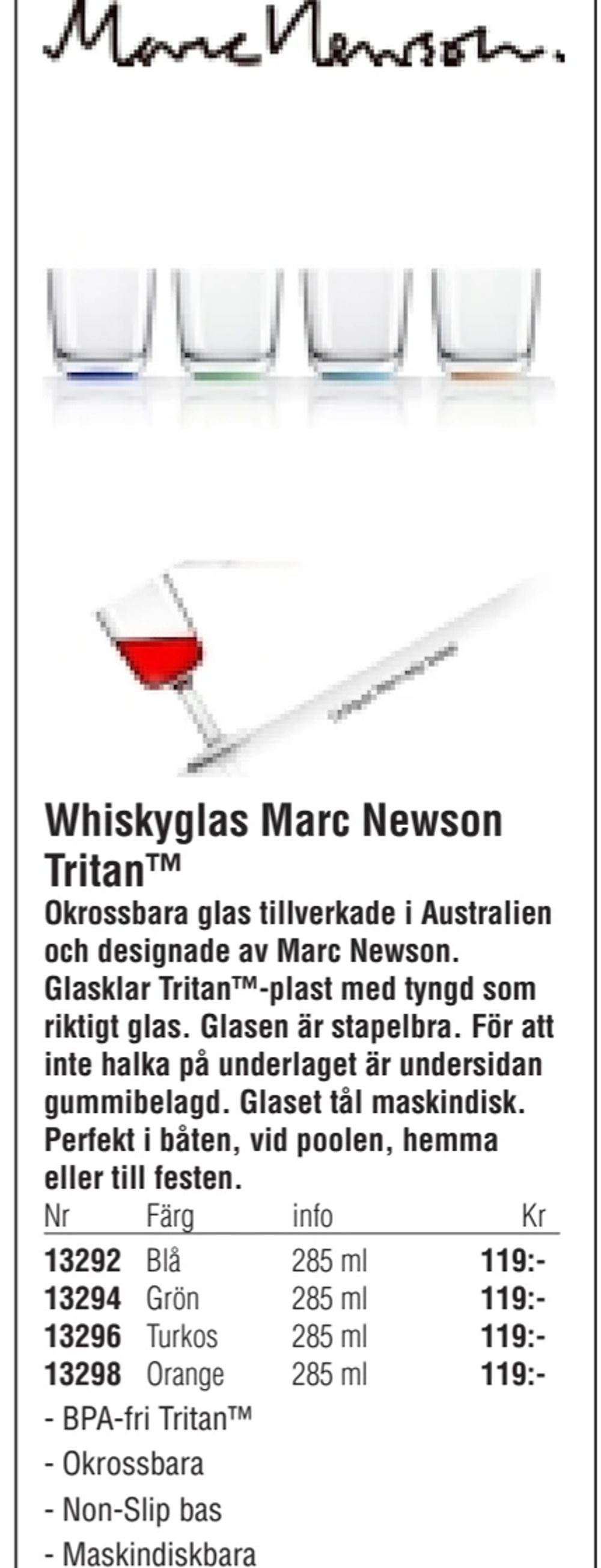 Erbjudanden på Whiskyglas Marc Newson Tritan™ från Erlandsons Brygga för 119 kr