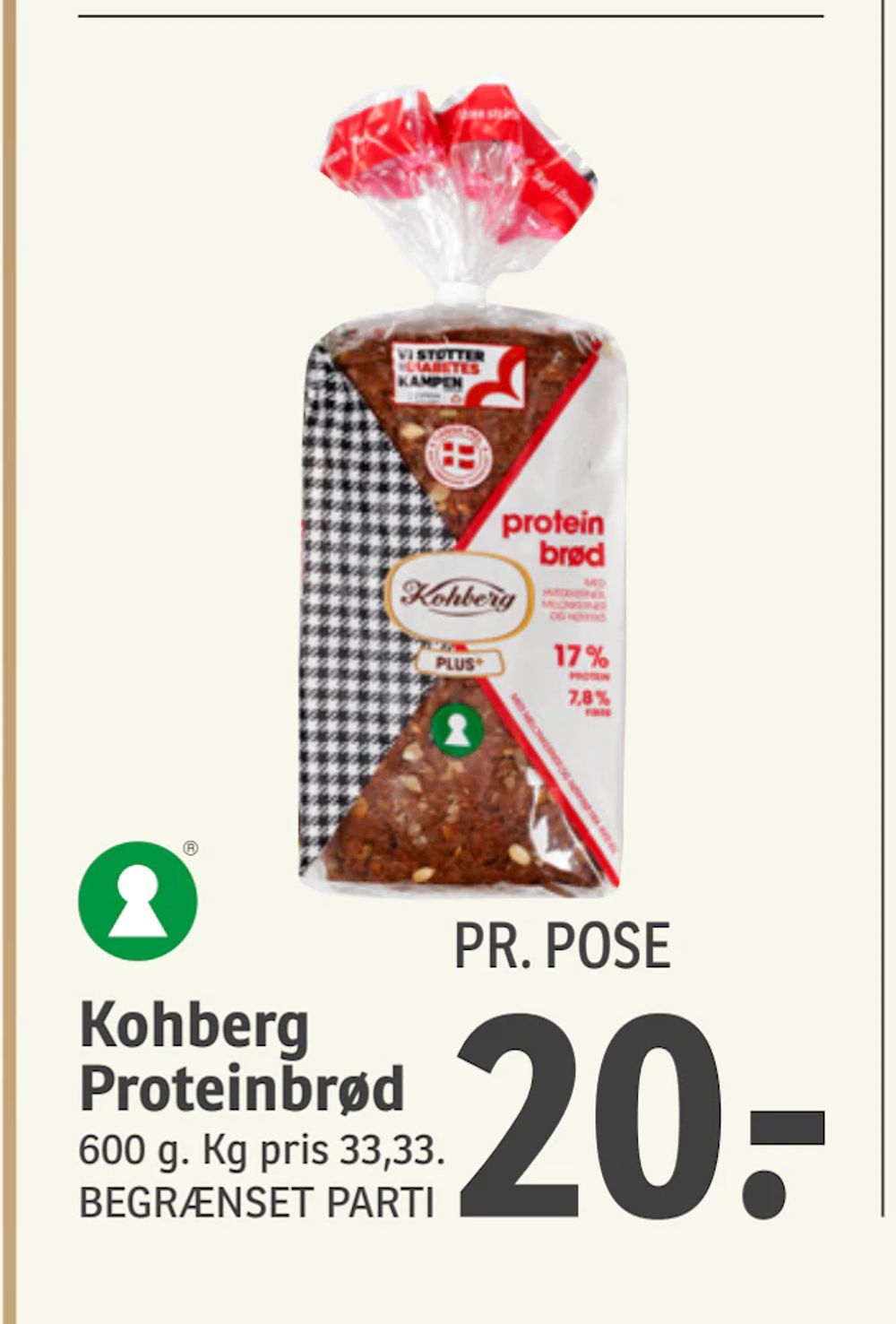 Tilbud på Kohberg Proteinbrød fra SPAR til 20 kr.