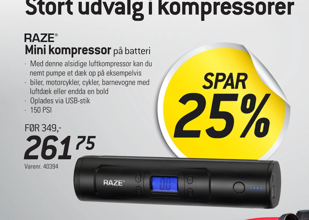 Tilbud på Mini kompressor fra thansen til 261,75 kr.