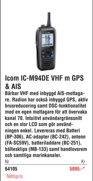 Icom IC-M94DE VHF m GPS & AIS