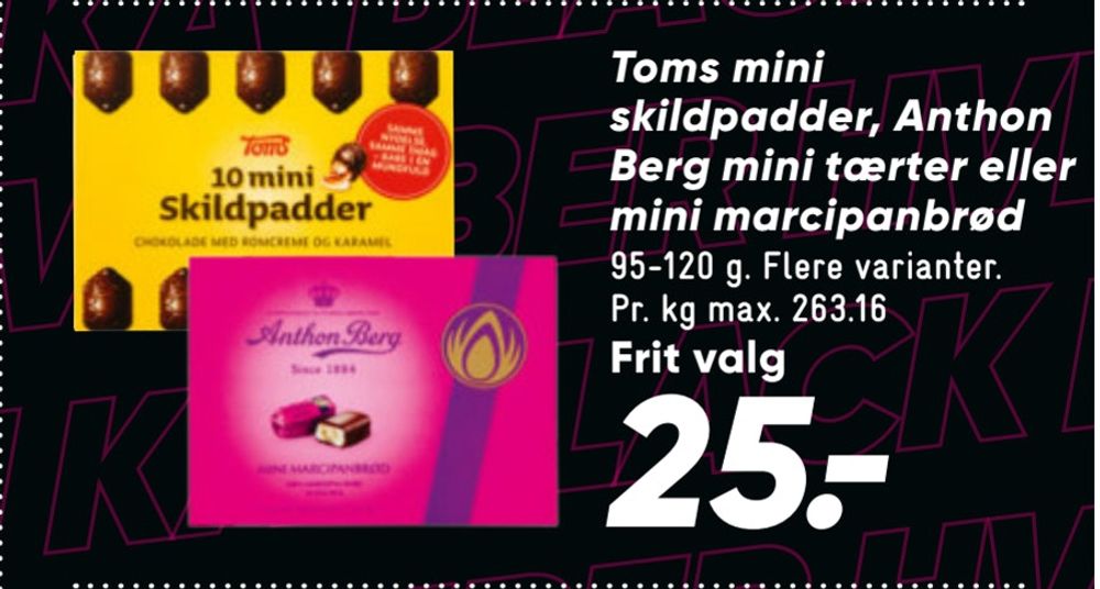 mini skildpadder, Anthon Berg mini tærter eller mini til 25,- fra Bilka | Allematerialer.dk