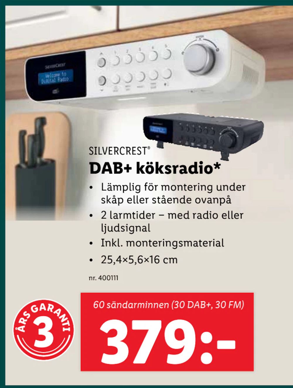 Erbjudanden på DAB+ köksradio från Lidl för 379 kr