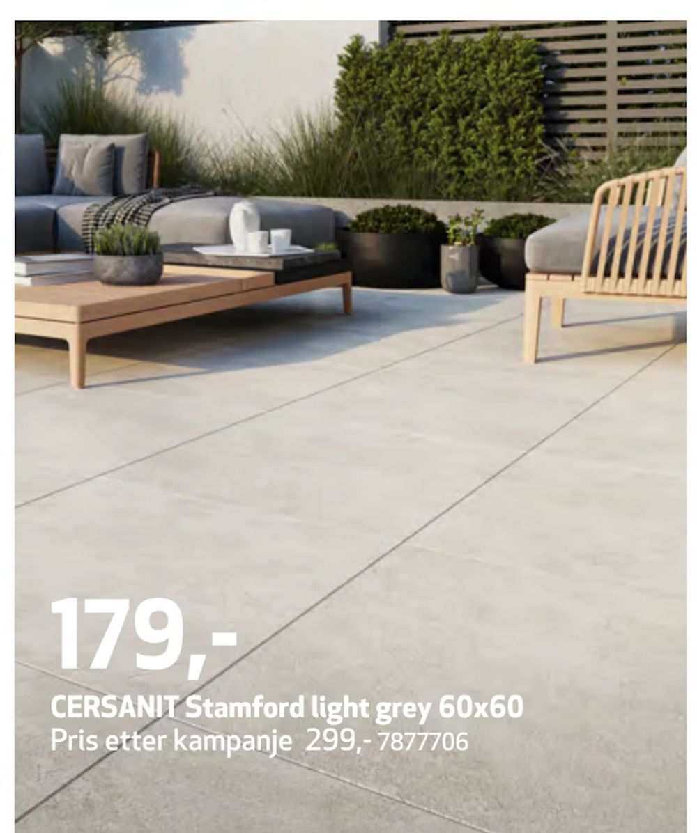 Tilbud på CERSANIT Stamford light grey 60x60 fra Flisekompaniet til 179 kr