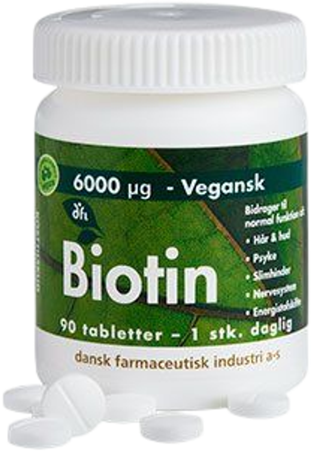 Tilbud på Biotin 6000 mcg (Grønne dfi vitaminer) fra Helsam til 135 kr.