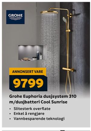 Grohe Euphoria dusjsystem 310 m/dusjbatteri Cool Sunrise