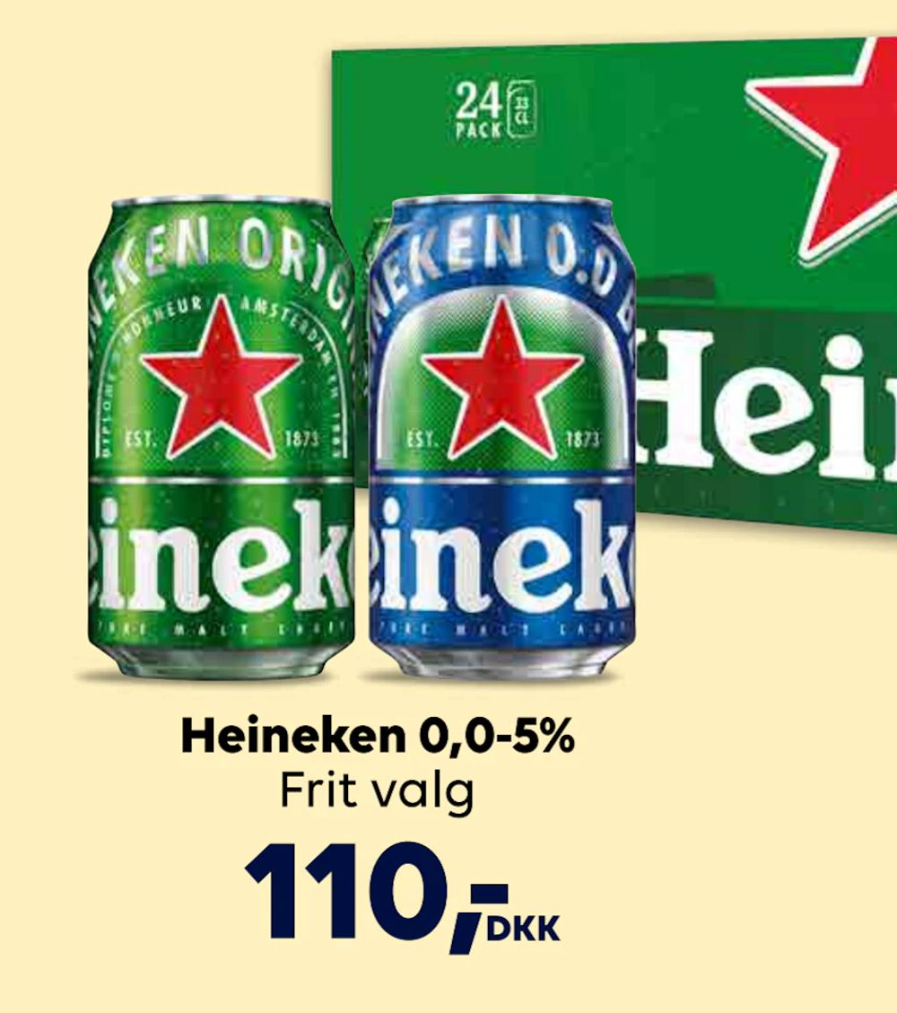 Tilbud på Heineken 0,0-5% fra BorderShop til 110 kr.