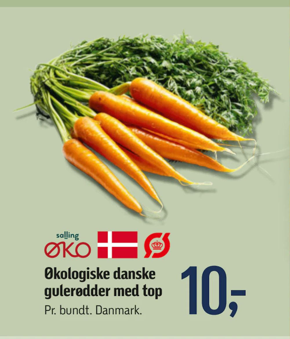 Tilbud på Økologiske danske gulerødder med top fra føtex til 10 kr.