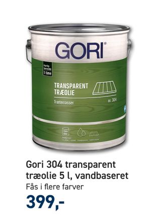 Gori 304 transparent træolie 5 l, vandbaseret