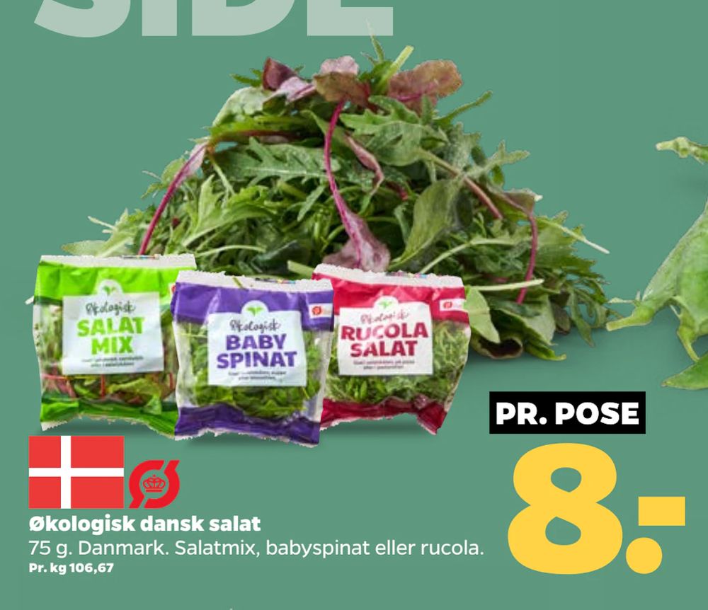 Tilbud på Økologisk dansk salat fra Netto til 8 kr.