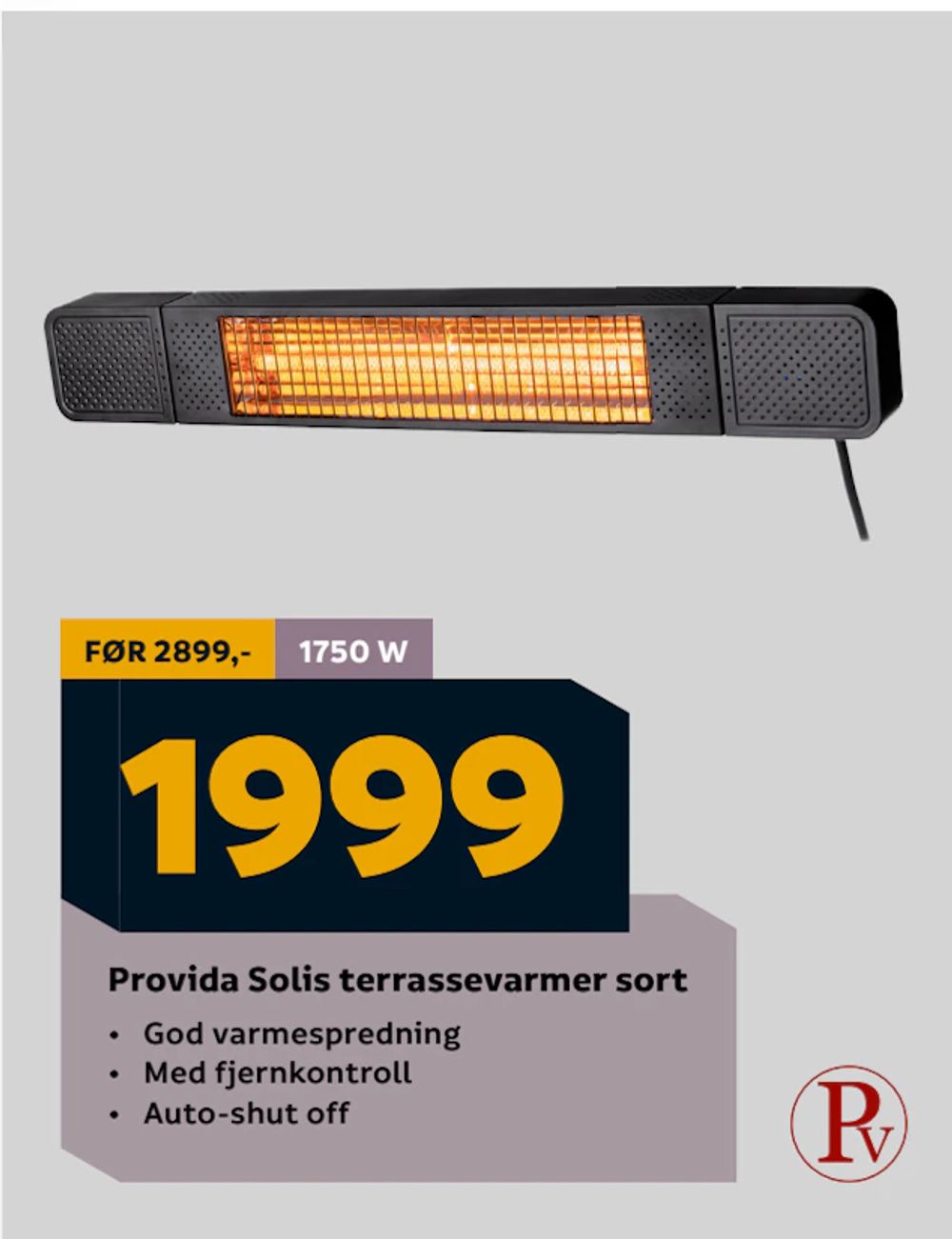 Tilbud på Provida Solis terrassevarmer sort fra Megaflis til 1 999 kr